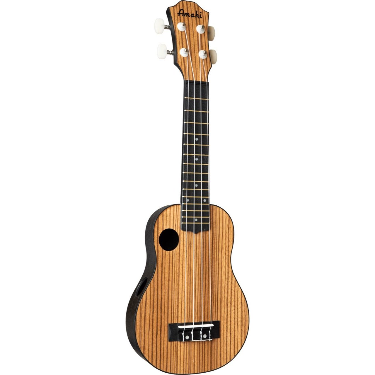 Amahi HCLF330 Soprano Zebrawood Top Ukulele with Gig Bag-Music World Academy