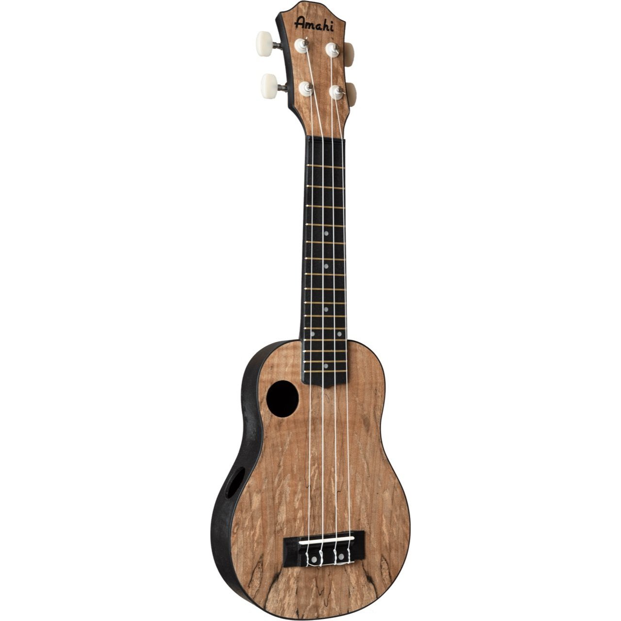 Amahi HCLF770 Soprano Spalted Maple Top Ukulele with Gig Bag-Music World Academy