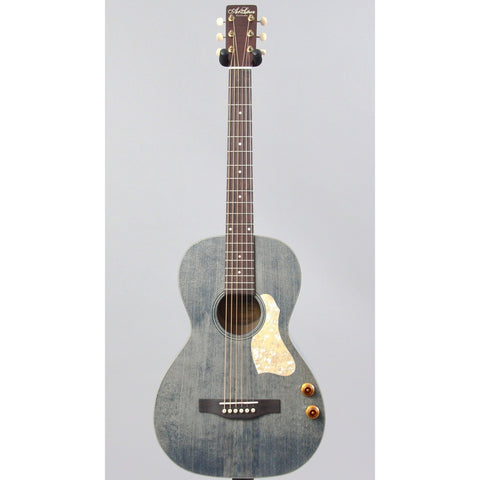 Art & Lutherie Roadhouse Parlor Acoustic/Electric Guitar with Q-Discrete Pickup & Gig Bag-Denim Blue-Music World Academy