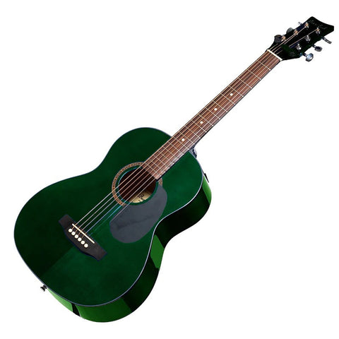 Beaver Creek BCTD601TG 3/4 Size Acoustic Guitar with Gig Bag-Transparent Green-Music World Academy