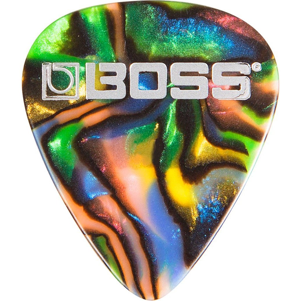 Boss BPK-12-AM Celluloid Picks 12-Pack Medium Abalone-Music World Academy