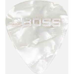 Boss BPK-12-WT Celluloid Picks 12-Pack Thin White Pearl-Music World Academy