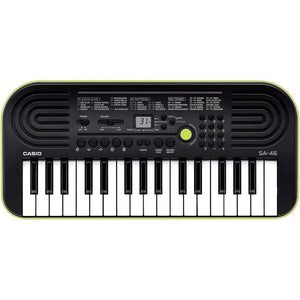 Casio SA-46 32-Key Mini Electronic Keyboard-Black/Green-Music World Academy