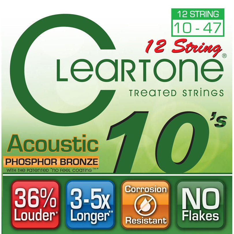 Cleartone 7410-12 Phosphor Bronze Coated 12-String Acoustic Guitar Strings 10-47-Music World Academy