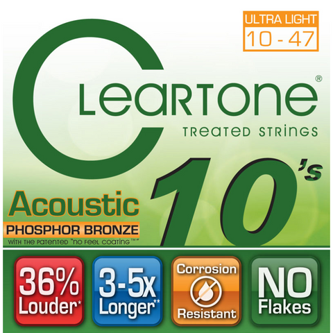 Cleartone 7410 Phosphor Bronze Coated Acoustic Guitar Strings Extra Light 10-47-Music World Academy