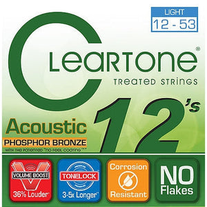 Cleartone 7412 Phosphor Bronze Coated Acoustic Guitar Strings Light 12-53-Music World Academy