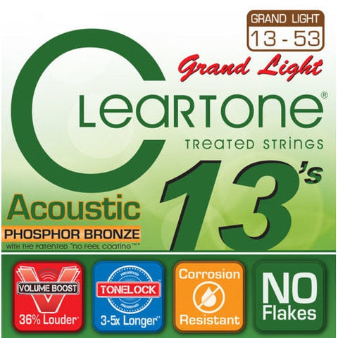Cleartone 7433 Phosphor Bronze Coated Acoustic Guitar Strings Grand Light 13-53-Music World Academy