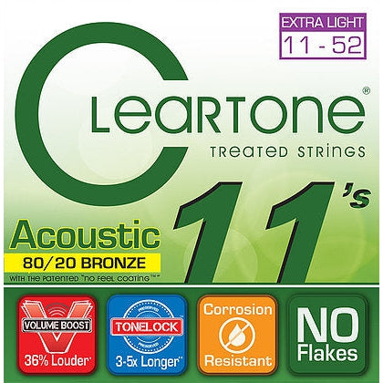 Cleartone 7611 80/20 Bronze Coated Acoustic Guitar Strings Extra Light 11-52-Music World Academy