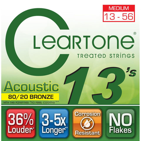 Cleartone 7613 80/20 Bronze Coated Acoustic Guitar Strings Medium 13-56-Music World Academy