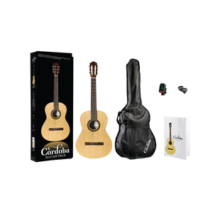 Cordoba CP100 Classical Guitar Pack with Gig Bag, Tuner, Picks & Book-Music World Academy
