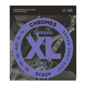 D'Addario ECG24 XL Chromes Flat Wound Electric Guitar Strings Jazz Light 11-50-Music World Academy