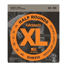 D'Addario EHR310 Half Rounds Semi-Flat Wound Electric Guitar Strings Regular Light 10-46-Music World Academy