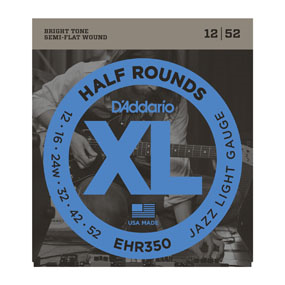 D'Addario EHR350 Half Rounds Semi-Flat Wound Electric Guitar Strings Jazz Light 12-52-Music World Academy