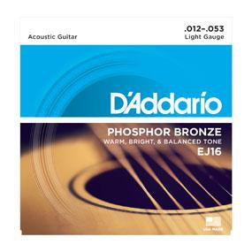 D'Addario EJ16 Acoustic Guitar Strings Phosphor Bronze Light 12-53-Music World Academy