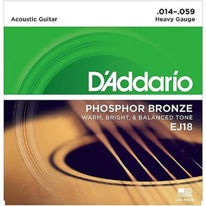 D'Addario EJ18 Phosphor Bronze Acoustic Guitar Strings Heavy 14-59-Music World Academy