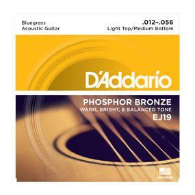 D'Addario EJ19 Phosphor Bronze Bluegrass Acoustic Guitar Strings Light Top/Medium Bottom 12-56-Music World Academy