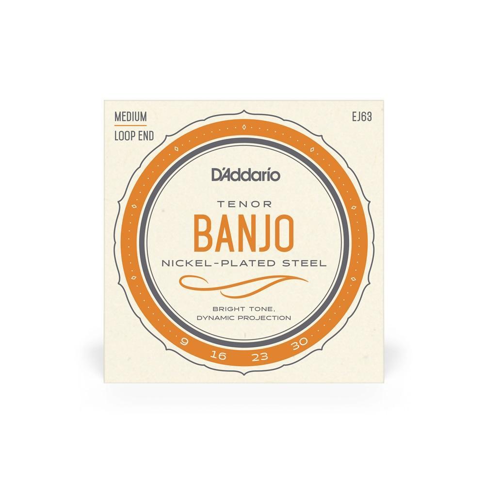 D'Addario EJ63 Nickel Plated 4-String Tenor Banjo Strings Medium 9-30-Music World Academy