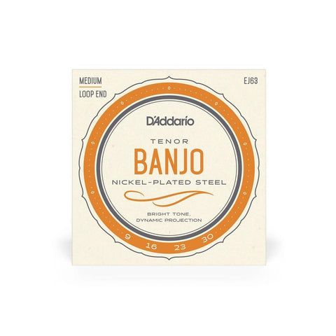 D'Addario EJ63 Nickel Plated 4-String Tenor Banjo Strings Medium 9-30-Music World Academy