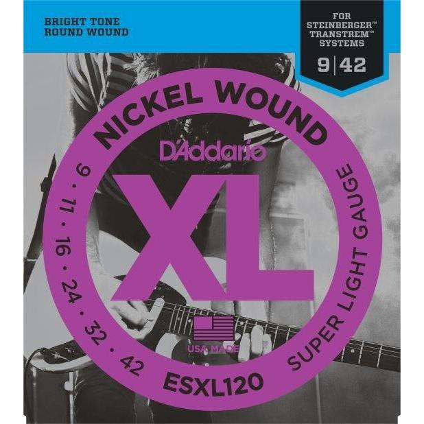 D'Addario ESXL120 XL Nickel Wound Double Ball End Steinberger Electric Guitar Strings Super Light 9-42-Music World Academy