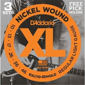 D'Addario EXL110-3D XL Nickel Wound Electric Guitar Strings 3-Pack Regular Light 10-46-Music World Academy