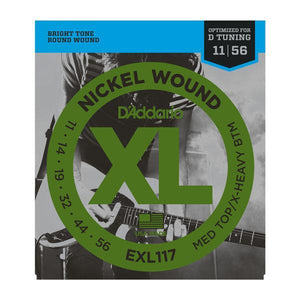 D'Addario EXL117 XL Nickel Wound Electric Guitar Strings Medium Top/X-Heavy Bottom 11-56-Music World Academy