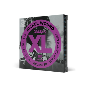 D'Addario EXL120-3D XL Nickel Wound Electric Guitar Strings 3-Pack Super Light 9-42-Music World Academy