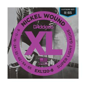 D'Addario EXL120-8 XL Nickel Wound 8-String Electric Guitar Strings Super Light 9-65-Music World Academy