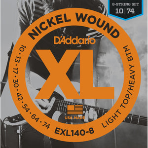 D'Addario EXL140-8 XL Nickel Wound 8-String Electric Guitar Strings Light Top/Heavy Bottom 10-74-Music World Academy