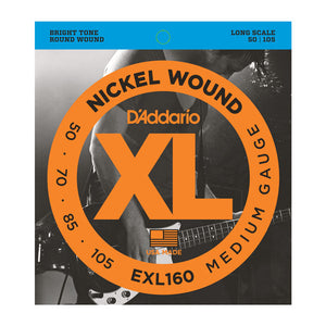 D'Addario EXL160 Nickel Wound Bass Strings Long Scale Medium 50-105-Music World Academy