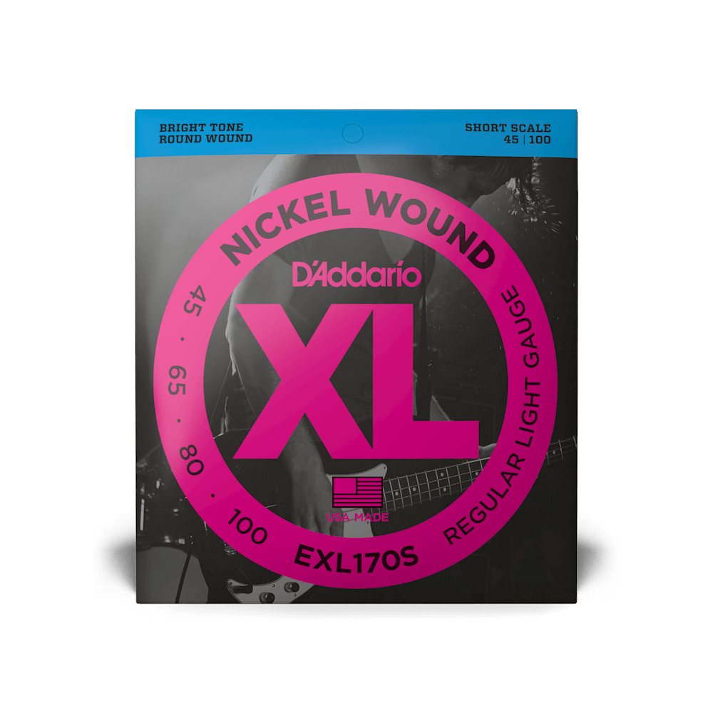 D'Addario EXL170S XL Nickel Wound Short Scale Bass Guitar Strings Regular Light 45-100-Music World Academy