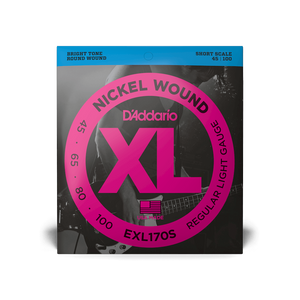 D'Addario EXL170S XL Nickel Wound Short Scale Bass Guitar Strings Regular Light 45-100-Music World Academy