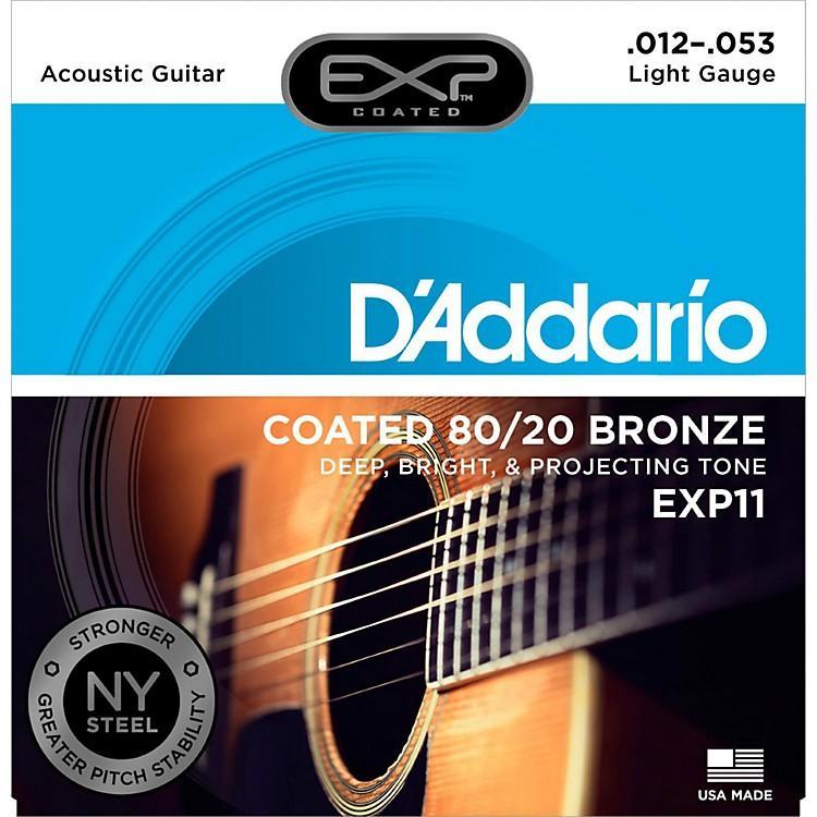 D'Addario EXP11 Coated 80/20 Bronze Acoustic Guitar Strings Light 12-53-Music World Academy