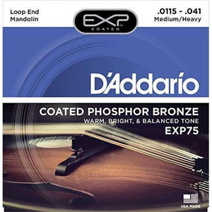 D'Addario EXP75 EXP Coated Phosphor Bronze Mandolin Strings Medium Heavy 11.5-41-Music World Academy