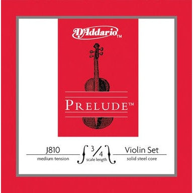 D'Addario J810 Prelude Solid Steel Core 3/4 Scale Violin Strings Medium Tension-Music World Academy