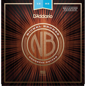 D'Addario NB1252BT Balanced Tension Nickel Bronze Acoustic Guitar Strings Light 12-52-Music World Academy