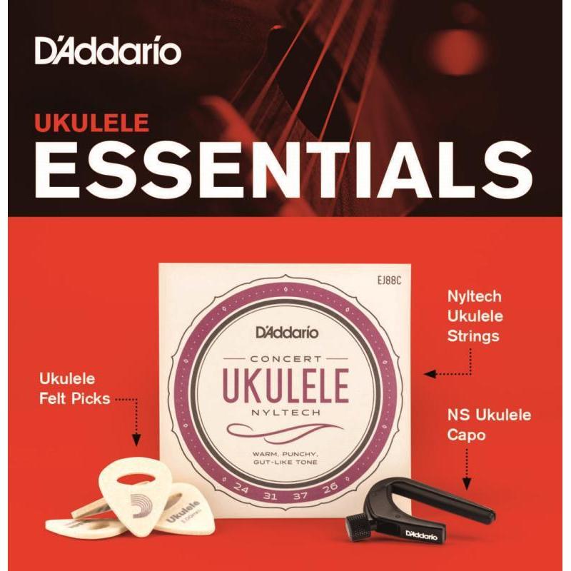 D'Addario PW-UKEB-VM Concert Ukulele Essentials (Strings/Capo/Picks)-Music World Academy