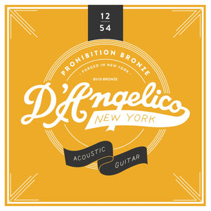 D'Angelico Prohibition 85/15 Bronze Acoustic Guitar Strings 12-54-Music World Academy