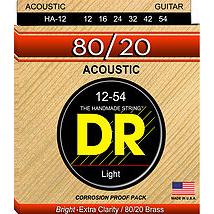 DR HA-12 Hi-Beam 80/20 Brass Acoustic Guitar Strings Light 12-54-Music World Academy