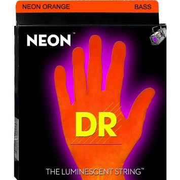 DR NOB-45 Neon Bass Guitar Strings Medium 45-105 Hi-Def Orange-Music World Academy