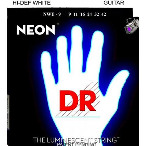 DR NWE-9 Neon Electric Guitar Strings Light 9-42 Hi-Def White-Music World Academy
