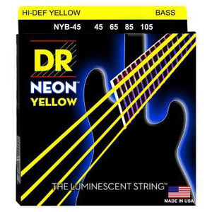 DR NYB-45 Neon Bass Guitar Strings Medium 45-105 Hi-Def Yellow-Music World Academy