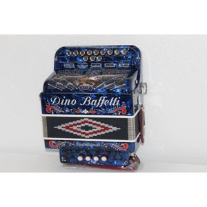 Dino Baffetti ART41-LUSSO Celluloid 4 Bass Diatonic Accordion with Deluxe Hardshell Case and Straps-Key of D-Music World Academy