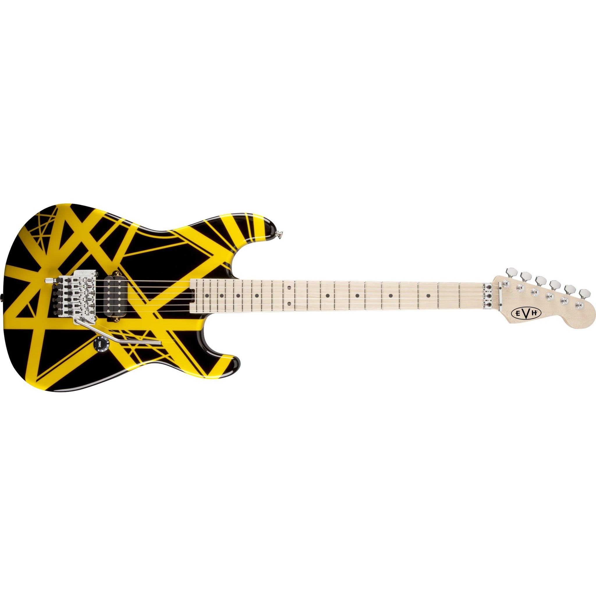 EVH Striped Series Electric Guitar-Black/Yellow Stripes-Music World Academy