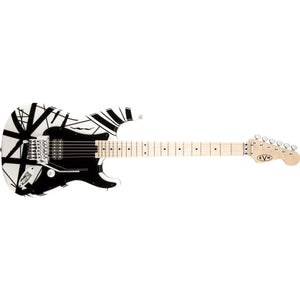 EVH Striped Series Electric Guitar-White/Black Stripes-Music World Academy