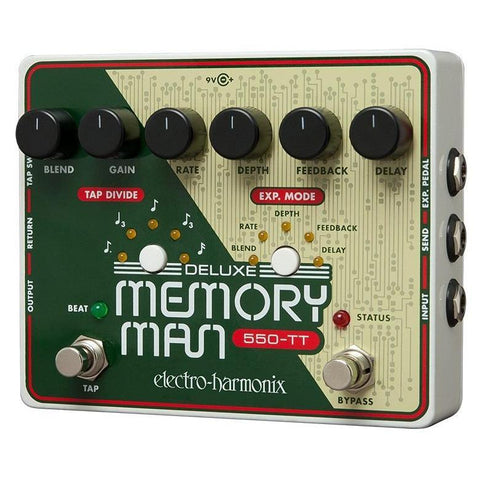 Electro-Harmonix Deluxe Memory Man 550-TT Tap Tempo 550mS Analog Delay Pedal-Music World Academy
