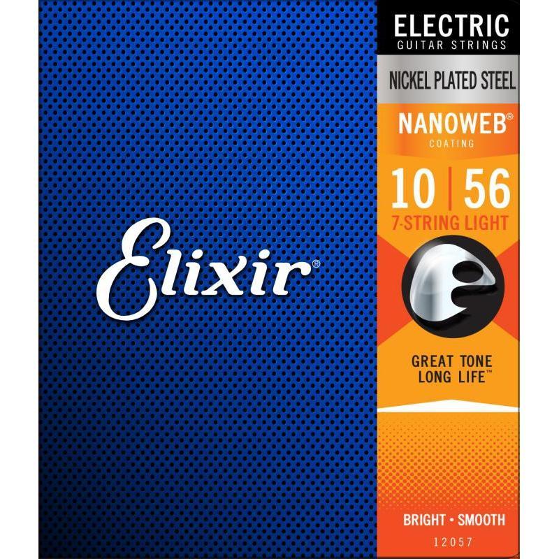 Elixir 12057 Nanoweb Coated 7-String Electric Guitar Strings Light 10-56-Music World Academy