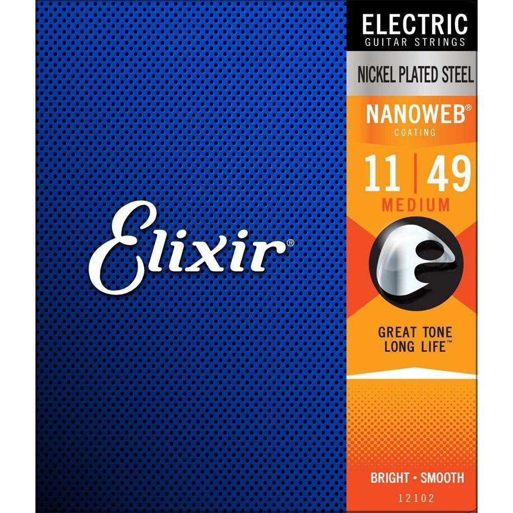 Elixir 12102 Nanoweb Coated Electric Guitar Strings Medium 11-49-Music World Academy