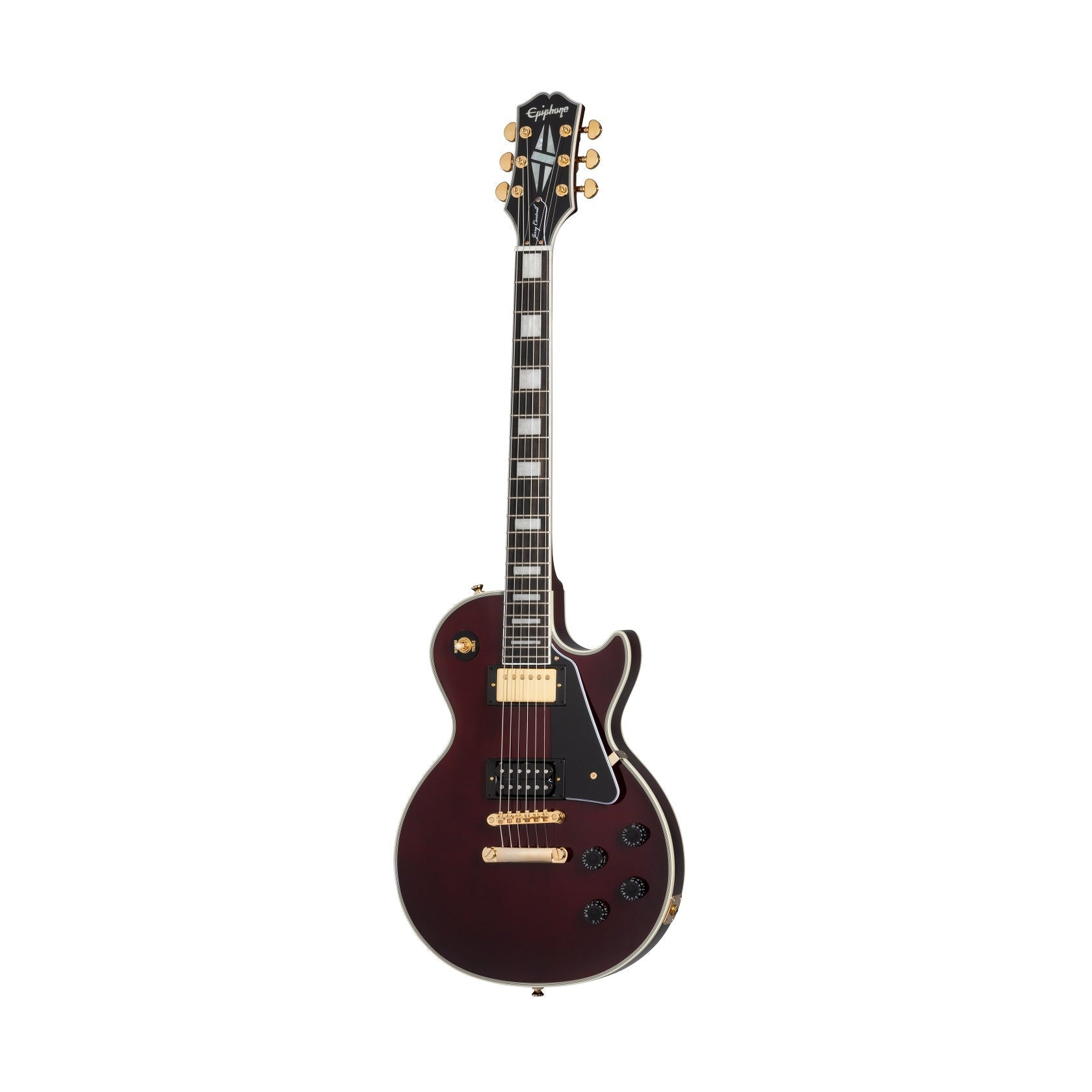 Epiphone EIJCLCWRGH Jerry Cantrell "Wino" Les Paul Custom Electric Guitar with Hardshell Case-Dark Wine Red-Music World Academy