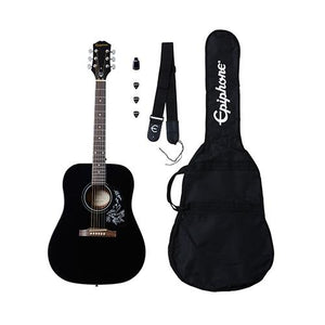 Epiphone Starling Acoustic Guitar Starter Pack with Gig Bag, Strap, Tuner & Picks-Ebony-Music World Academy
