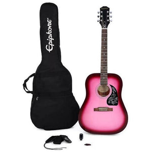 Epiphone Starling Acoustic Guitar Starter Pack with Gig Bag, Strap, Tuner & Picks-Hot Pink Pearl-Music World Academy